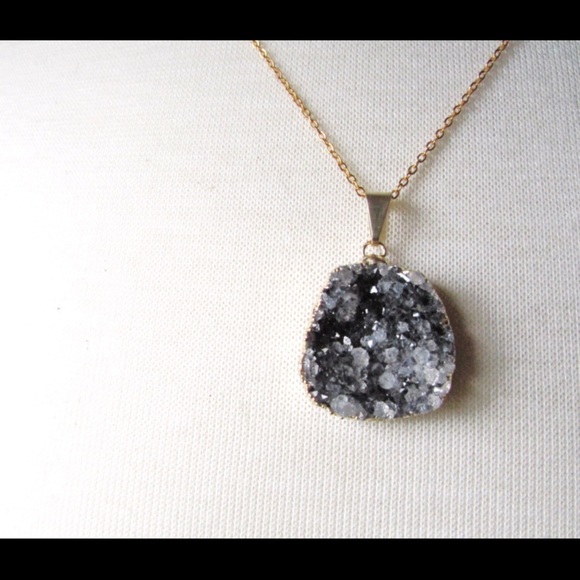 Jewelry - HOST PICK *SALE* Dark Genuine Druzy Necklace